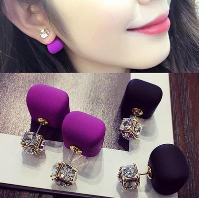 Candy-colored cube-shaped earrings