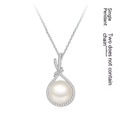 Elegant Natural Shell Pearls White Pearl Pendant Necklace