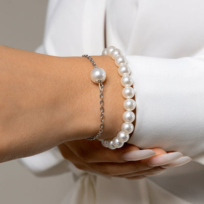 Simple Fashion In Europe And America Hand Jewelry Stringed Pearls Bracelet Two-piece Set